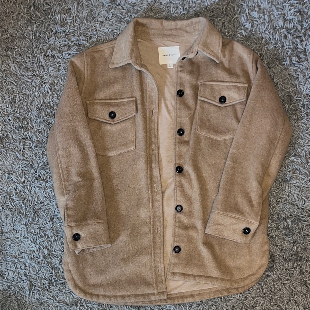 Thread & Supply Beige Collared Shacket - image 1